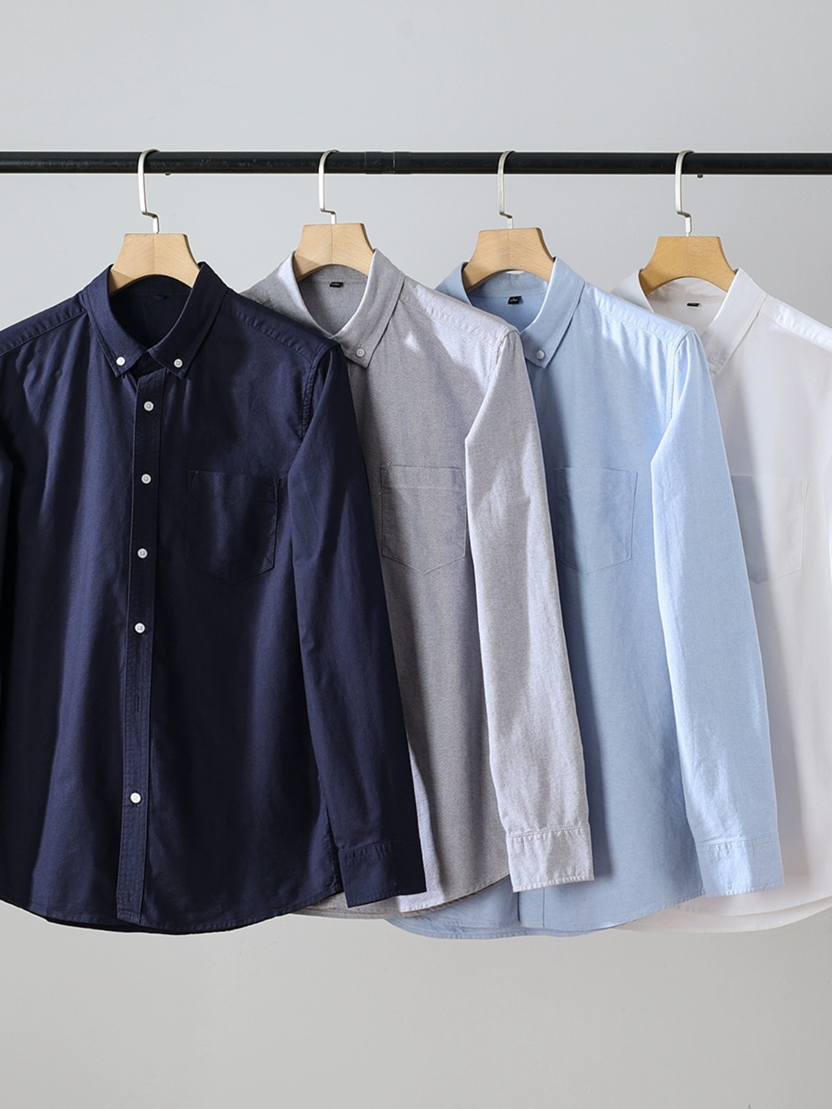 Oxford Cotton Casual Shirt Business - Camisa Casual Masculina de Manga Longa