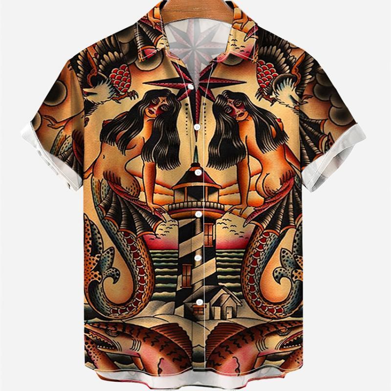 Camisas de manga curta masculi - Vintage Hawaiian Floral Shirt avaliação e preço