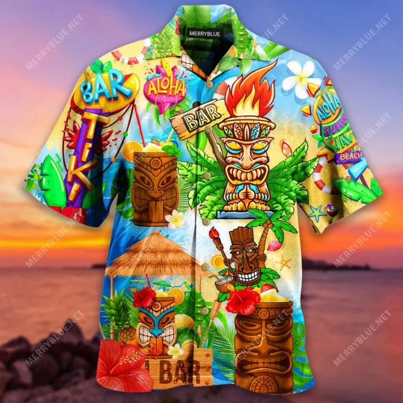 Camisa masculina de verão, est - Vintage Hawaiian Floral Shirt avaliação e preço